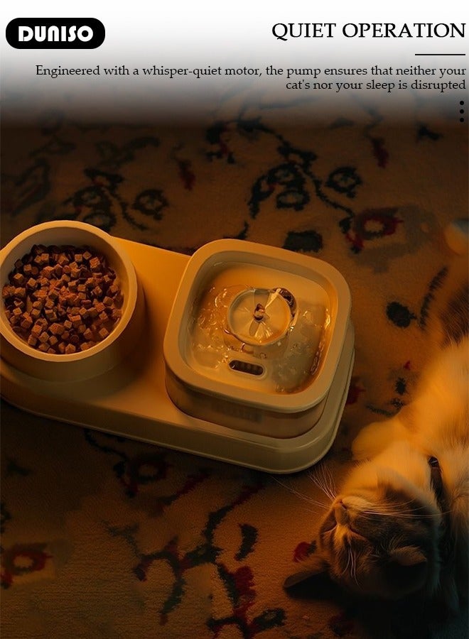 DUNISO نافورة مياه للقطط ووعاء طعام، موزع مياه كهربائي، تصميم قابل للفصل لنافورة القطط، مغذي طعام للقطط، مجموعة أطباق للحيوانات الصغيرة والمتوسطة - Image 3