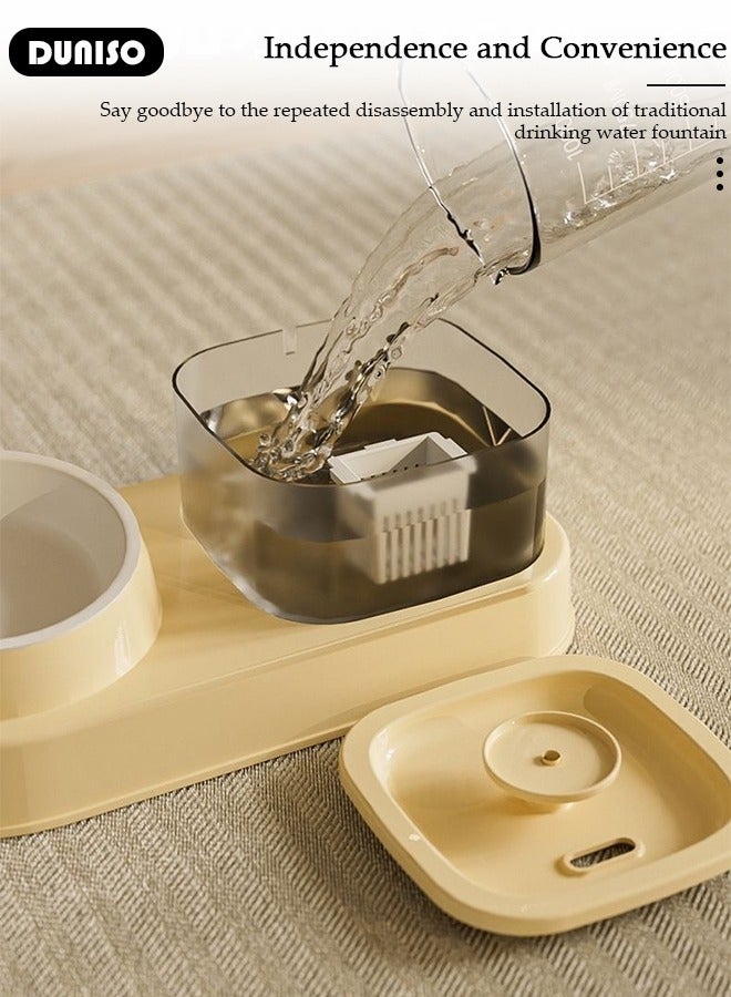 DUNISO نافورة مياه للقطط ووعاء طعام، موزع مياه كهربائي، تصميم قابل للفصل لنافورة القطط، مغذي طعام للقطط، مجموعة أطباق للحيوانات الصغيرة والمتوسطة - Image 4