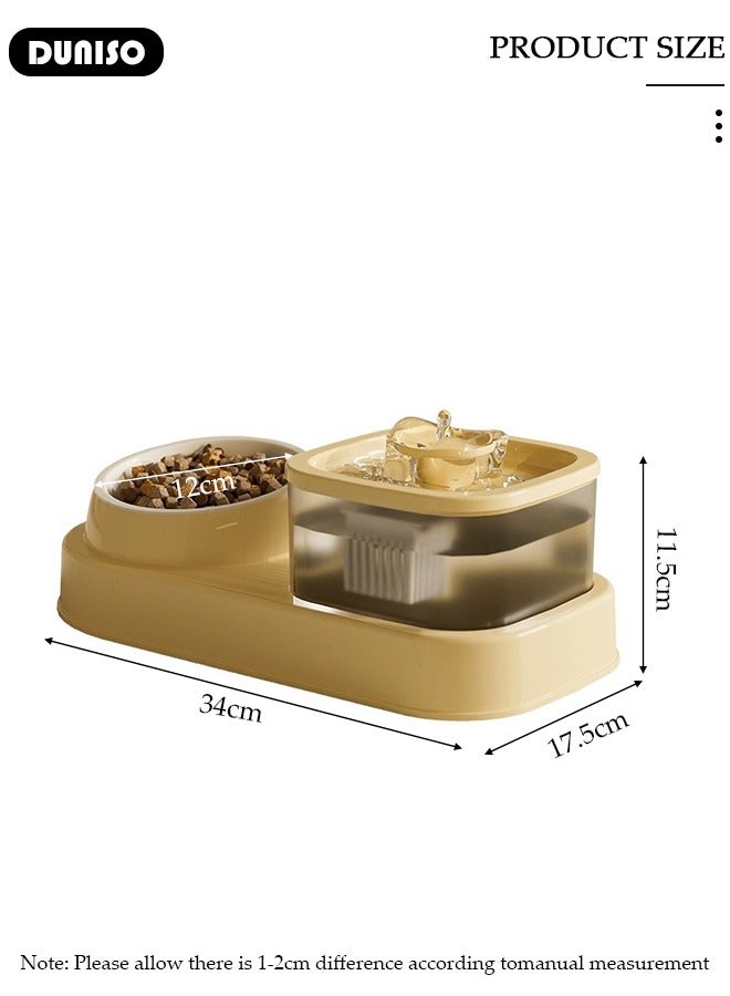 DUNISO نافورة مياه للقطط ووعاء طعام، موزع مياه كهربائي، تصميم قابل للفصل لنافورة القطط، مغذي طعام للقطط، مجموعة أطباق للحيوانات الصغيرة والمتوسطة - Image 2