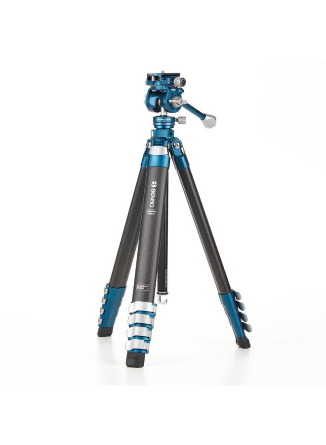 Benro Cb259Cfk Qing Niao Professional Photography And Video Dual-Level With Handle Hydraulic Head, Mirrorless And Dslr Camera Portable Plate, Flat Tube Carbon Fiber Tripod Kit - Image 2