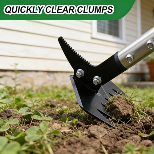 BARAYSTUS Weed Puller 61" Adjustable Long Handle, 2-in-1 Weed Rake & Crack Weeder with Detachable Head, Stainless Steel Weeding Tool for Lawn, Yard, Garden & Sidewalk Cracks, Weed Remover - Image 5