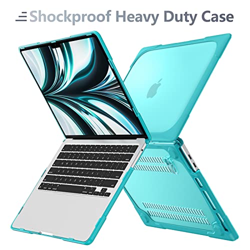 Batianda Heavy Duty Case for MacBook Pro 13 inch 2022 2020 Release A2338 M2 M1 A2289 A2251, Ergonomic Foldable Kickstand (Holds 22lbs) Matte Translucent Shockproof Cover with Spare Parts, Mint Green - Image 3