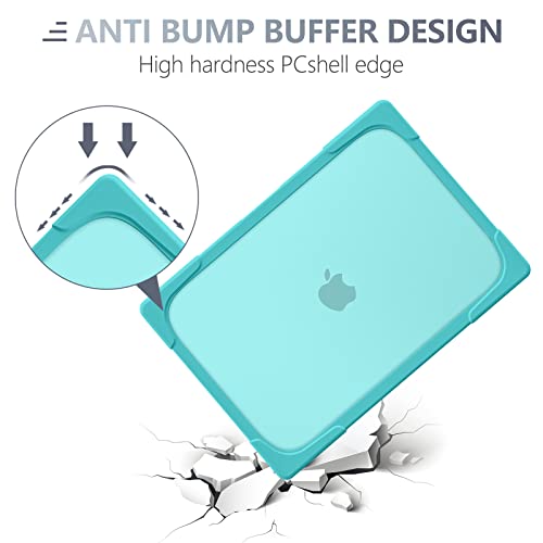 Batianda Heavy Duty Case for MacBook Pro 13 inch 2022 2020 Release A2338 M2 M1 A2289 A2251, Ergonomic Foldable Kickstand (Holds 22lbs) Matte Translucent Shockproof Cover with Spare Parts, Mint Green - Image 5