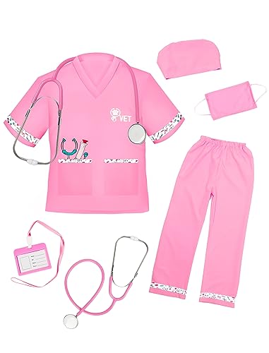 ANPHILE Kids Veterinarian Costume Kids Doctor Vet Costume Outfit Pretend Play Dress Up Set for Career Day - Image 1