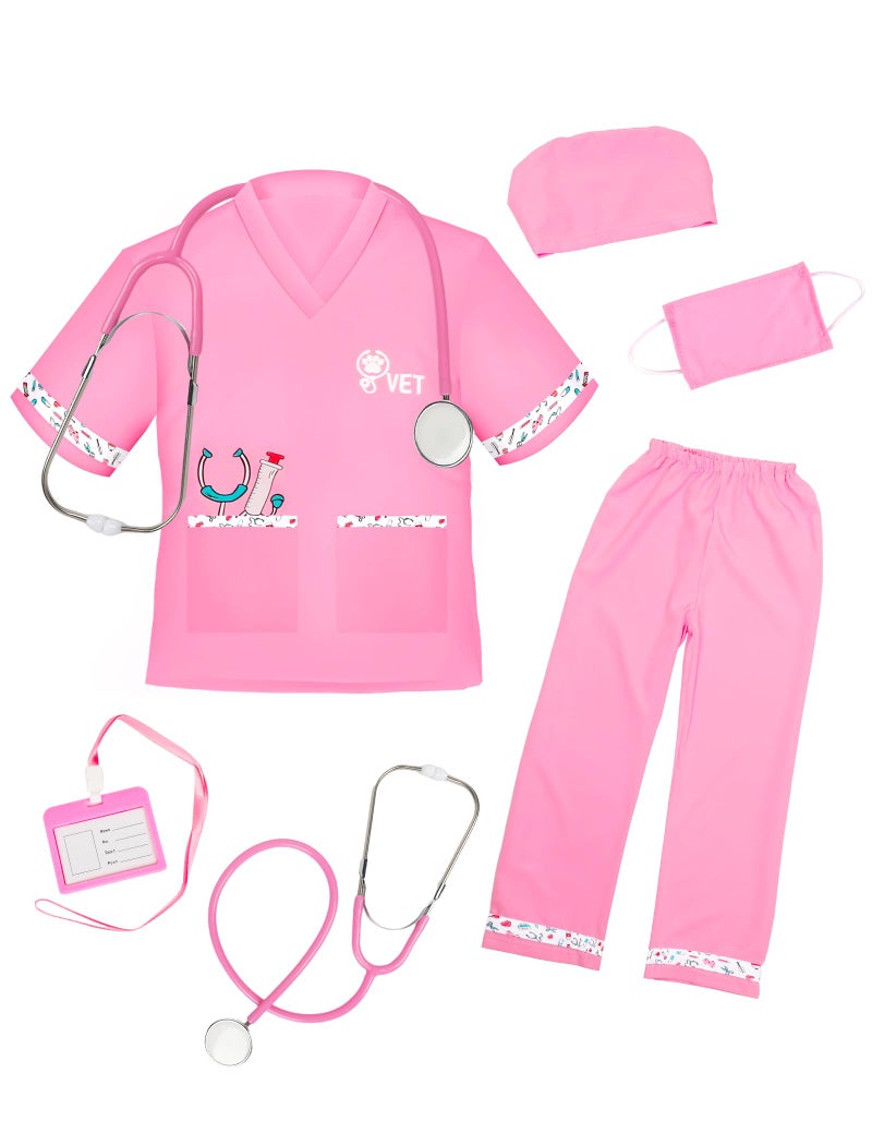 ANPHILE Kids Veterinarian Costume Kids Doctor Vet Costume Outfit Pretend Play Dress Up Set for Career Day - Image 2