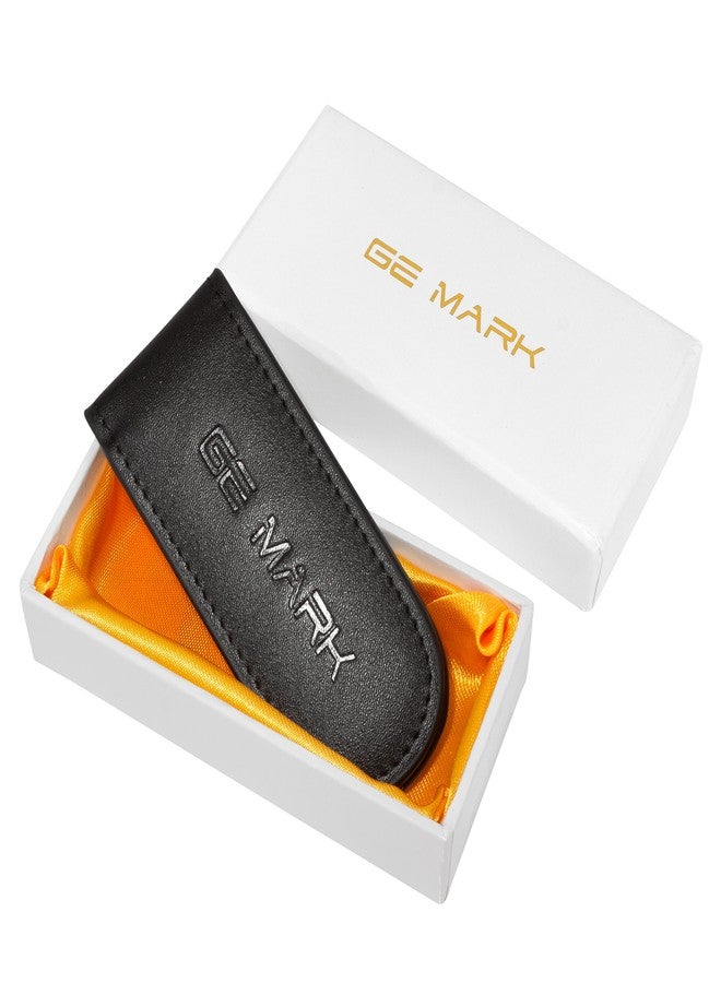 مشبك نقود جلدي من ماركة GE MARK - مغناطيس قوي يحمل 30 ورقة نقدية - للرجال - للنقود والبطاقات - علبة هدايا (أسود) - Image 3