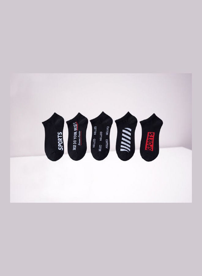 Pack Of 5 Pairs Of Cotton Socks Black/White/Red