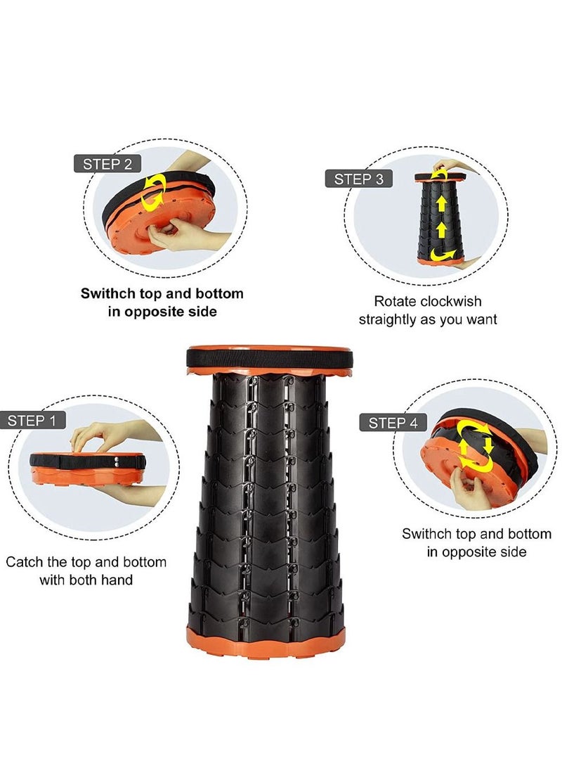 MARGOUN Folding Stool Collapsible Telescoping Foldable Camping Stool Orange  - Image 5