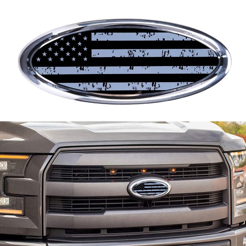 9inch Emblem for Ford, American Flag Front Grille Emblem F150 Emblem Ford Tailgate Emblem Oval 9"X3.5" Fits for 04-14 F250 F350, 11-14 Edge, 11-16 Explorer, 06-11 Ranger