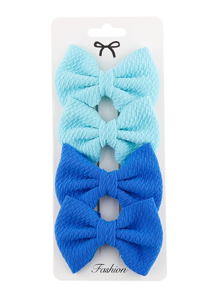 D'Daniela Nisha Ribbon Bow Clip Set For Babies and Girls -  Tiffany & Blue