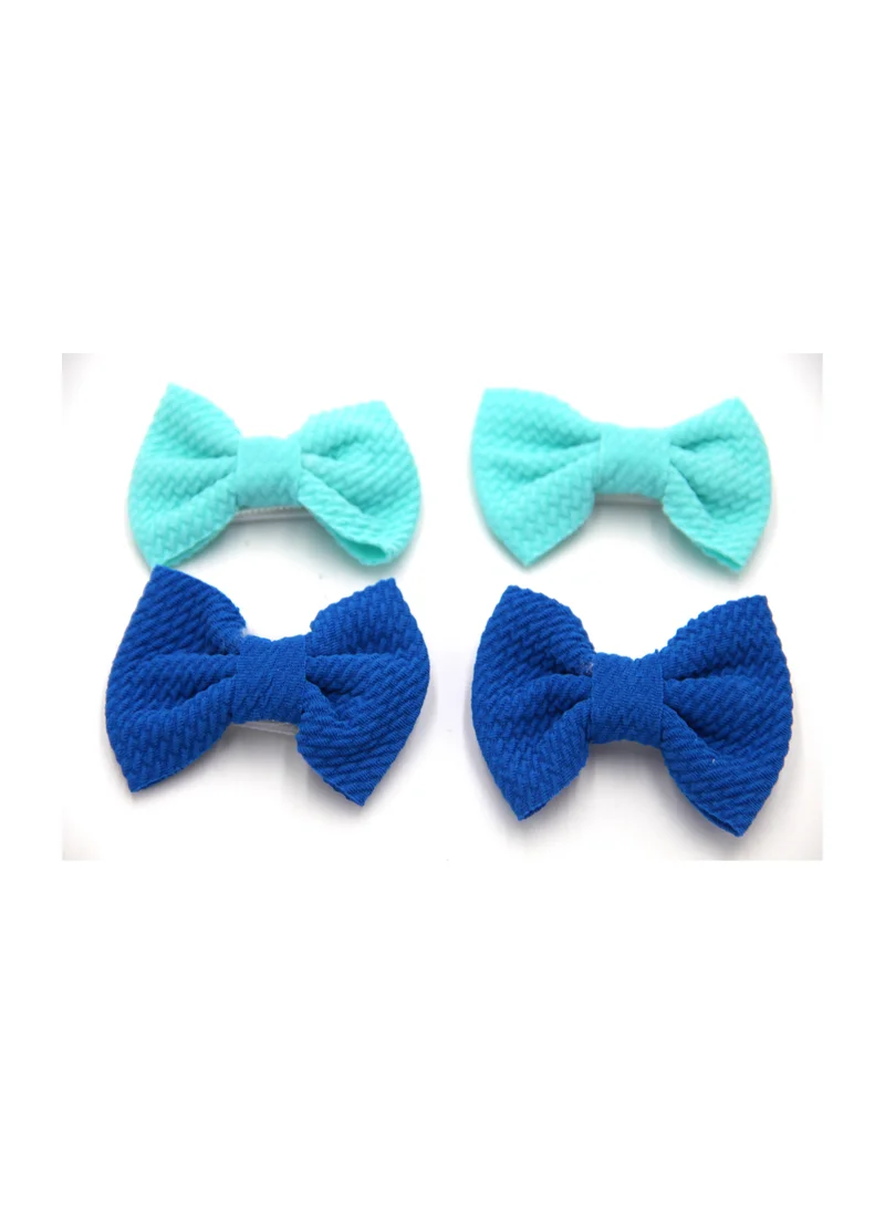 D'Daniela Nisha Ribbon Bow Clip Set For Babies and Girls -  Tiffany & Blue