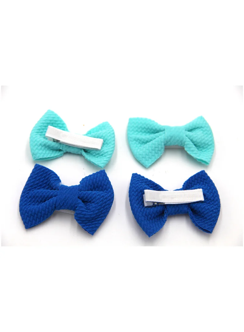 D'Daniela Nisha Ribbon Bow Clip Set For Babies and Girls -  Tiffany & Blue