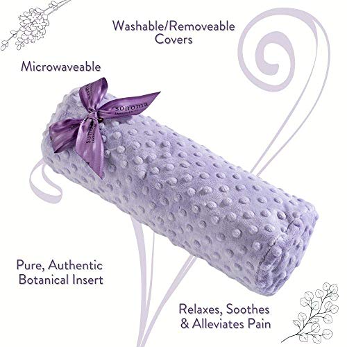 Sonoma Lavender, Lavender Bolster Roll, Microwaveable, Hot/Cold Neck Pillow, Soothing and Relaxing Pain Relief for Neck, Low Back or Behind The Knees, Removable/Washable Cover, (Lavender Dot) - Image 3