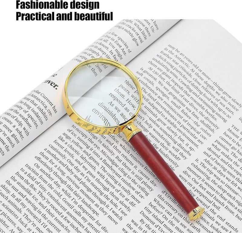 klarako عدسة مكبرة يدوية 10X، عدسة مكبرة محمولة مع مقبض خشبي، عدسة مكبرة للقراءة لكبار السن، العملات، الطوابع، الخرائط، الفحص، التنكس البقعي - Image 3