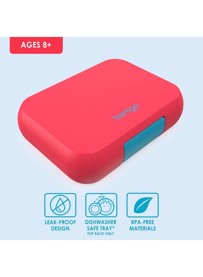 بنتجو Bentgo Pop - علبة غداء مانعة للتسرب مع فاصل قابل للإزالة للأعمار من 8 سنوات فما فوق والمراهقين - سعة 5 أكواب من الطعام؛ 3-4 أقسام؛ آمنة للاستخدام في الميكروويف/غسالة الأطباق؛ ضمان لمدة عامين (أحمر ناري/فيروزي) - Image 2