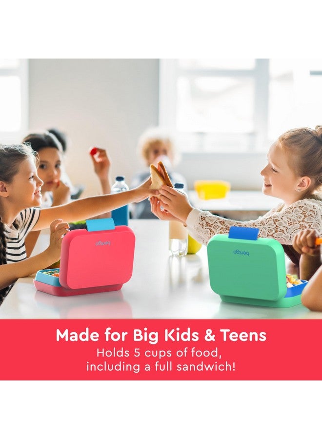 بنتجو Bentgo Pop - علبة غداء مانعة للتسرب مع فاصل قابل للإزالة للأعمار من 8 سنوات فما فوق والمراهقين - سعة 5 أكواب من الطعام؛ 3-4 أقسام؛ آمنة للاستخدام في الميكروويف/غسالة الأطباق؛ ضمان لمدة عامين (أحمر ناري/فيروزي) - Image 1