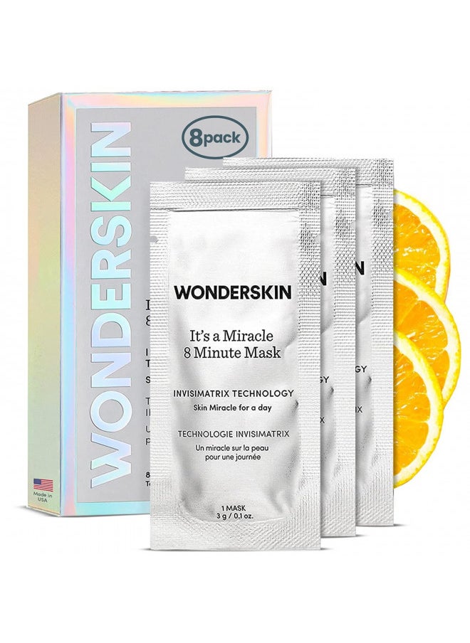Wonderskin - Wonderskin 8 Minute Mask, Hydrating Face Mask, Anti Aging Face Mask Packed with Vitamin C and Niacinamide, Moisturizing Face Mask Pack of 8 - Image 1