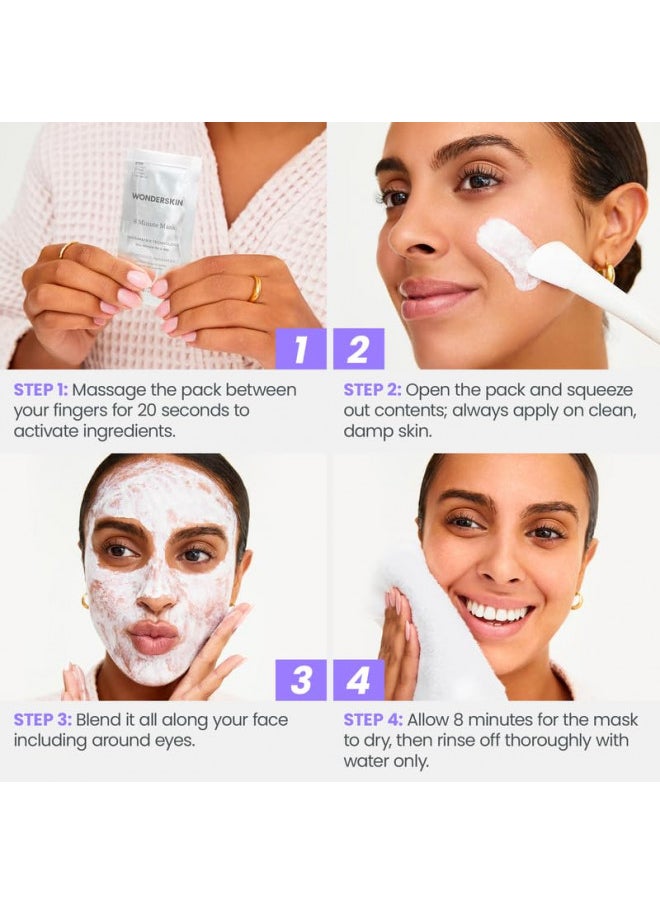 Wonderskin - Wonderskin 8 Minute Mask, Hydrating Face Mask, Anti Aging Face Mask Packed with Vitamin C and Niacinamide, Moisturizing Face Mask Pack of 8 - Image 1