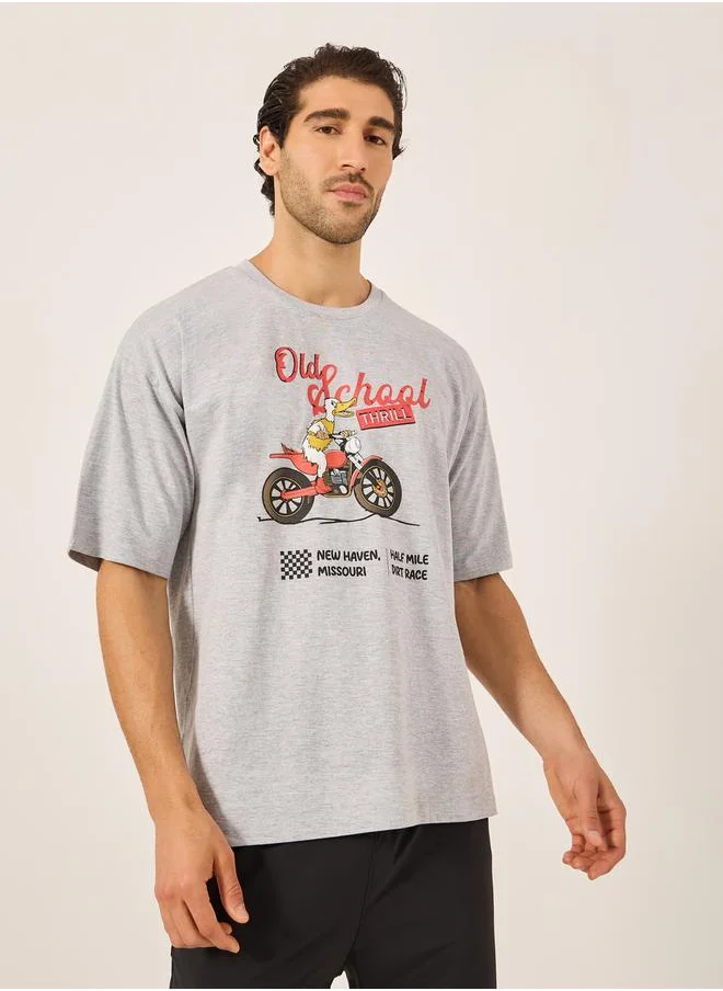 Styli Graphic Print Jersey Oversized T-Shirt
