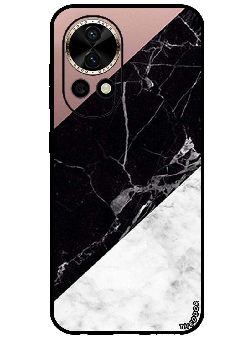 Theodor Protective Case Anti Scratch Shock Proof Bumper Cover For Huawei Nova 12 Ultra Hite & Black Marble Top Is Plain - Image 1
