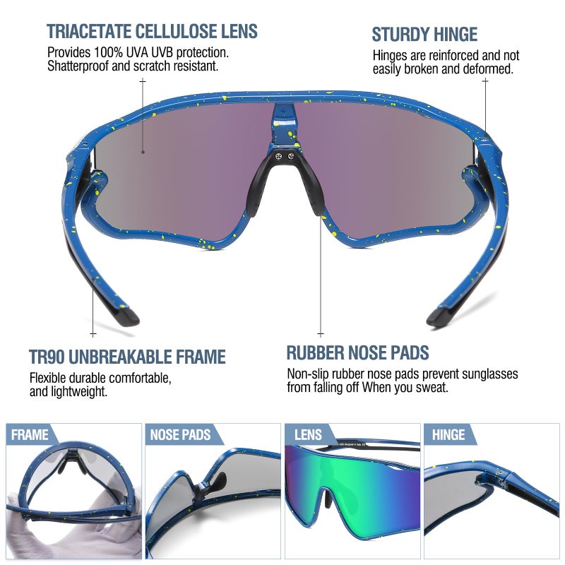 DUCO Kids Sunglasses Youth Baseball Sun Glasses Lightweight TR90 Frame UV400 Sports Cycling Shades for Boys Girls DK268 - Image 4