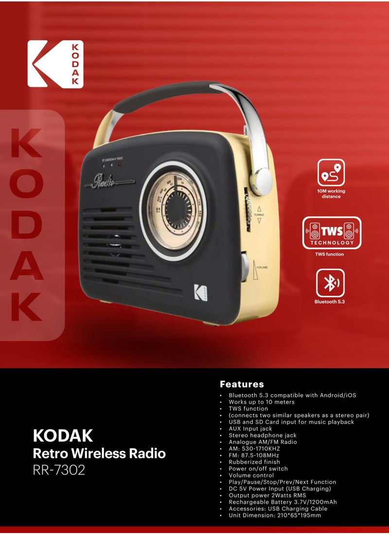 Kodak - Radio Wireless Rechargeable Battery 3.7V/1200 mAh Black - Image 1
