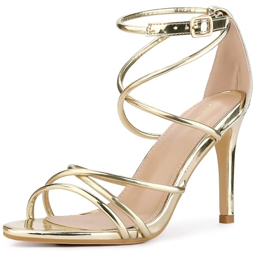 Perphy Stiletto Heel Strappy Straps Open Toe Gold Sandals for Women 8.5 M US - Image 1