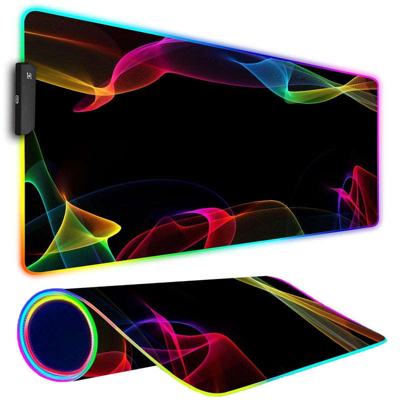 Armanza RGB Gaming Mouse Pad, Large Mousepad with Led Light, Gaming Accessories Keyboard Pad for Desk, Non-Slip Rubber Base Big Mouse Mat for Gamer, 31.5 X 11.8 Inch, Colorful - Image 1