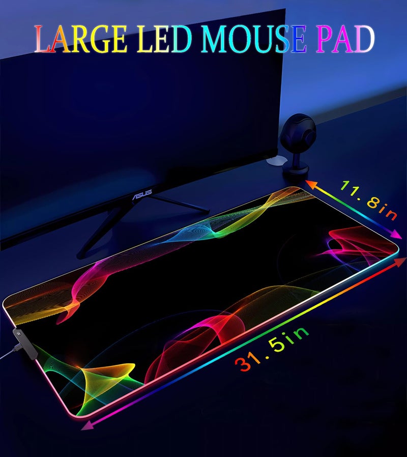 Armanza RGB Gaming Mouse Pad, Large Mousepad with Led Light, Gaming Accessories Keyboard Pad for Desk, Non-Slip Rubber Base Big Mouse Mat for Gamer, 31.5 X 11.8 Inch, Colorful - Image 4