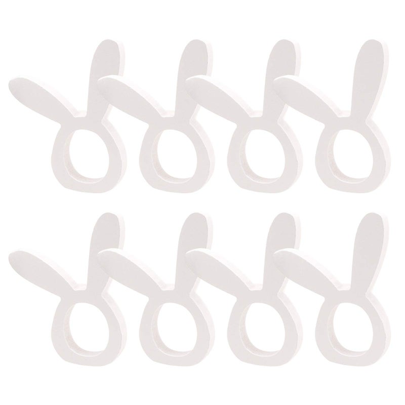 CIEOVO Cieovo 8 Pieces Bunny Napkin Rings Wooden Easter Rabbit Ear Napkin Rings Easter Dinner Napkin Ring Wooden Napkin Rings Table for Easter Decor Dinner Weddings Parties 