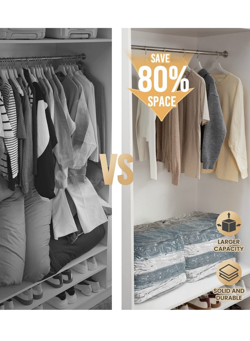 XiuWoo 4 Pack cube vacuum space saver bags 100*80*32cm extra large compressed closet organizers and storage bags for comforters, pillows, bedding, blankets, clothes, 80% space, no pumps needed - Image 4