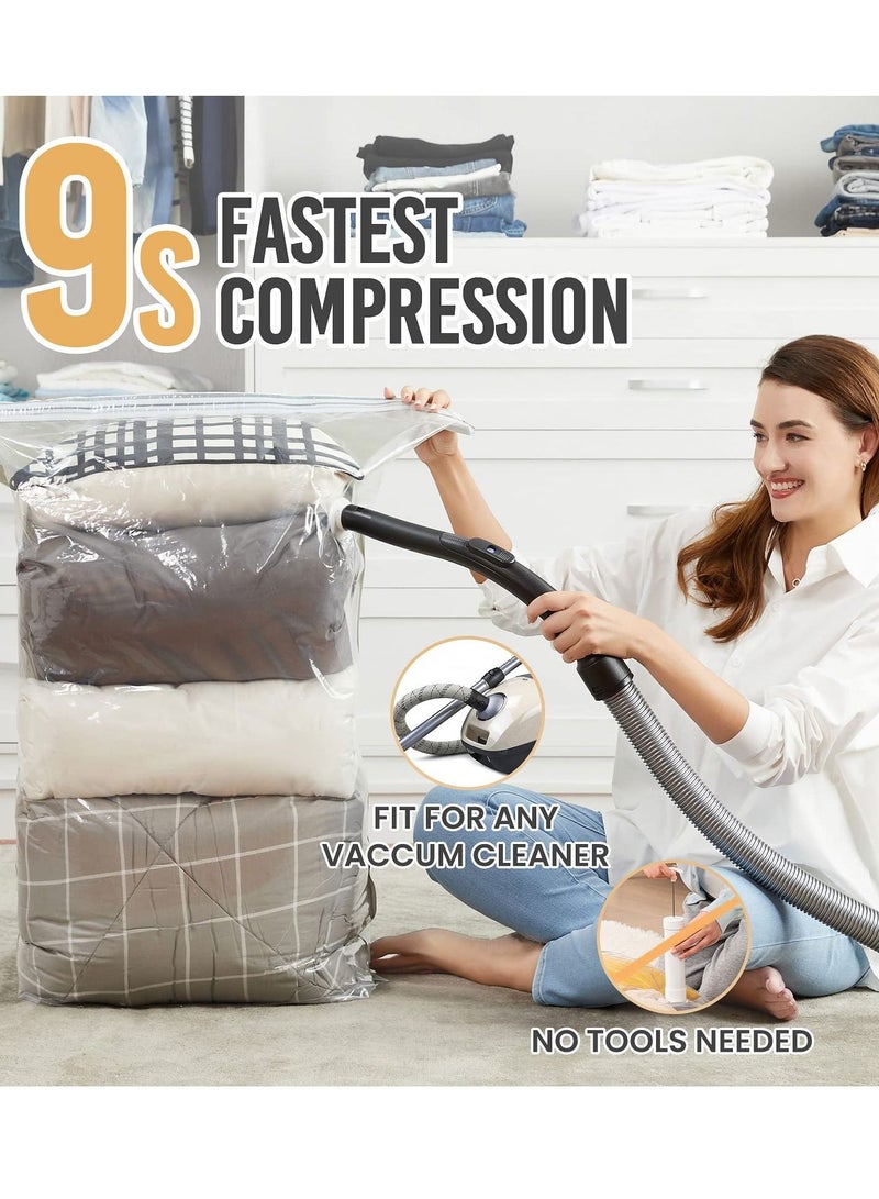 XiuWoo 4 Pack cube vacuum space saver bags 100*80*32cm extra large compressed closet organizers and storage bags for comforters, pillows, bedding, blankets, clothes, 80% space, no pumps needed - Image 5