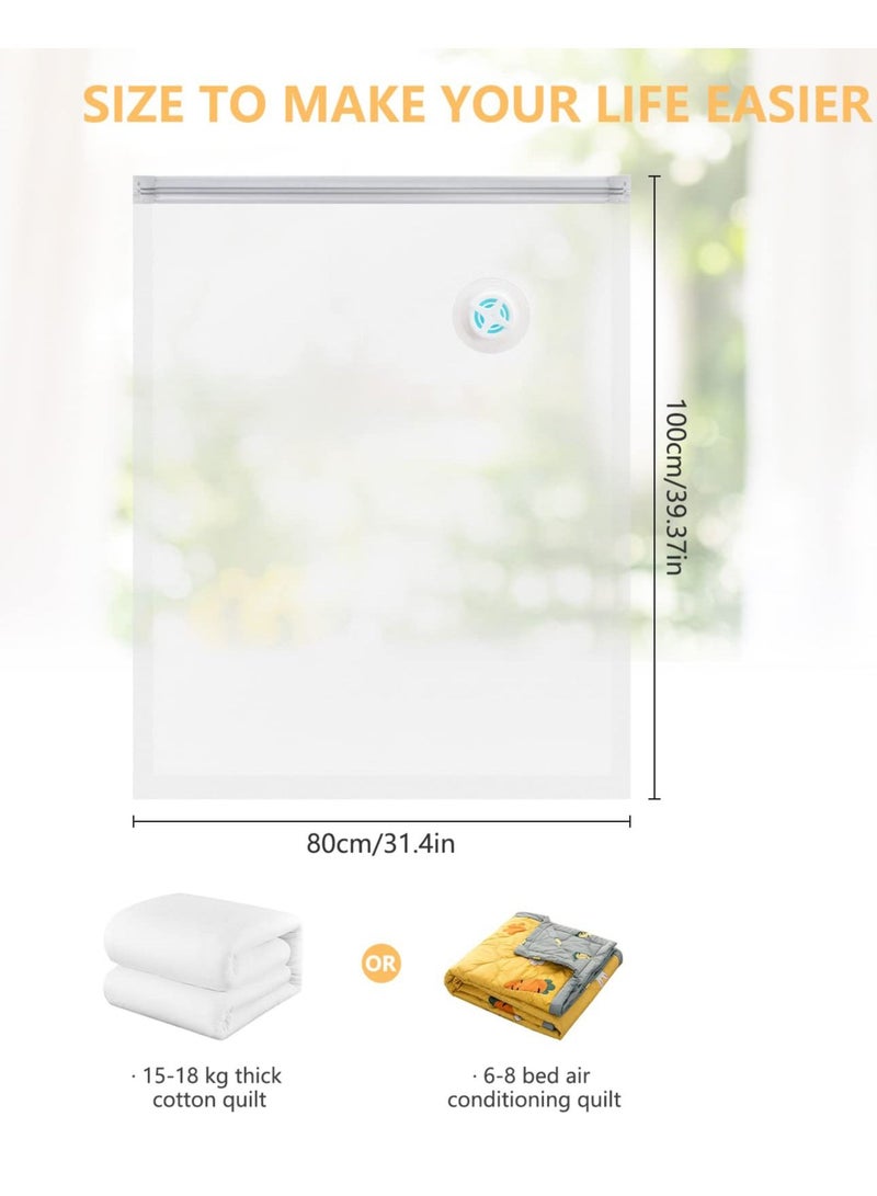 XiuWoo 4 Pack cube vacuum space saver bags 100*80*32cm extra large compressed closet organizers and storage bags for comforters, pillows, bedding, blankets, clothes, 80% space, no pumps needed - Image 3