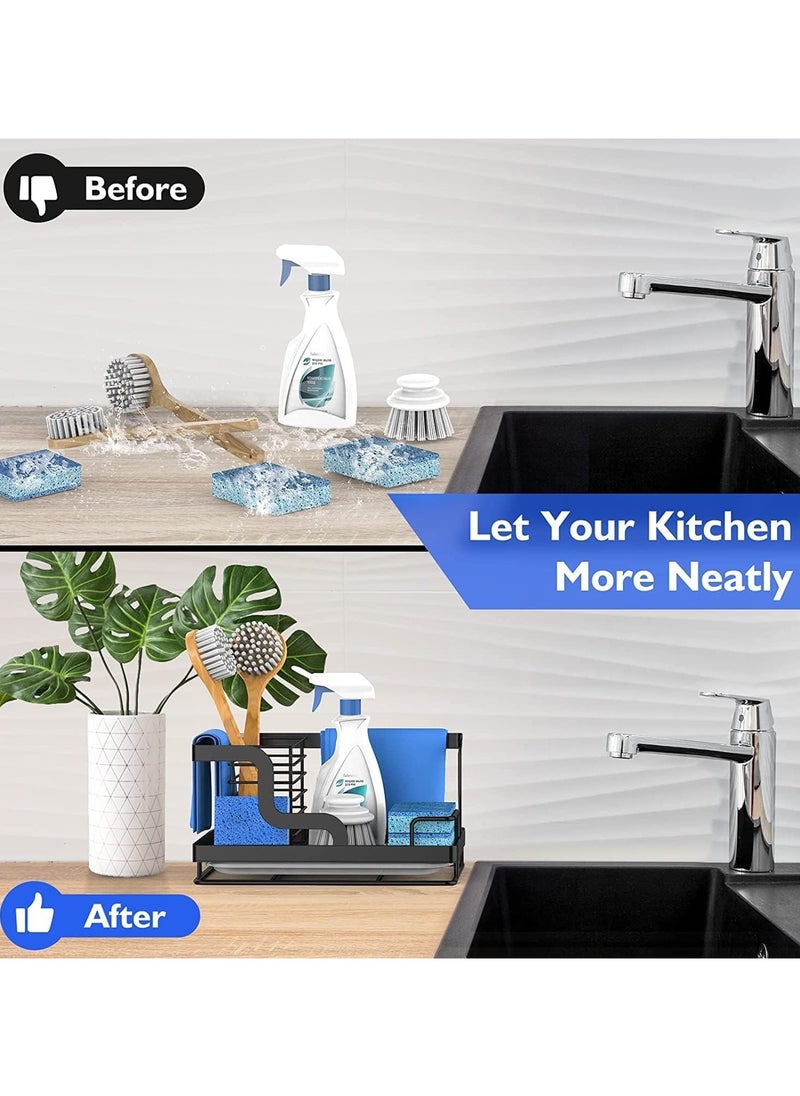 Kitchen Sink Caddy Organizer, , Sponge Holder, Dish Soap Brush Holder with Removable Drain Pan, Kitchen Accessories Stainless Steel Storage Basket for Dishcloth, Scrubber-Black - pzsku/ZCA7E3625276DE3327220Z/45/_/1726413175/13f414b1-f3e9-4650-9b9e-33187f204018