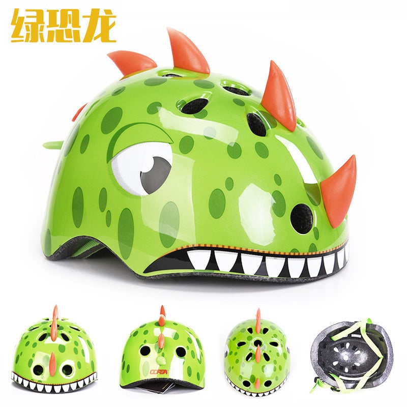 Generic genuine goods CORSA Childrens Helmet Cartoon Animal Bike Riding Roller Skating Skating Protector Sport Helmet CE Green Dinosaur