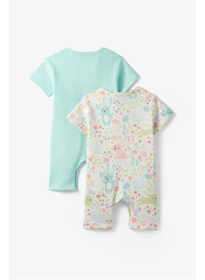 جون June Baby Patterned 2-Pack Short Jumpsuit Mint