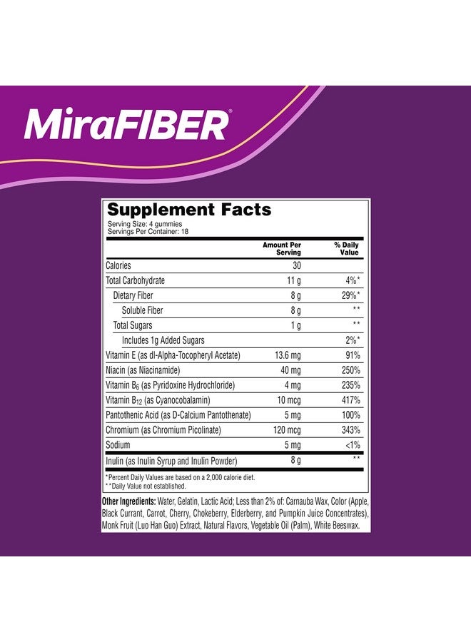 MiraLAX MiraFIBER Gummies, From The Gut Experts at MiraLAX, 8g of Daily Prebiotic Fiber with B Vitamins to Support Digestive Health and Metabolism, Fruit Flavored Fiber Gummies, 72 Count - Image 5