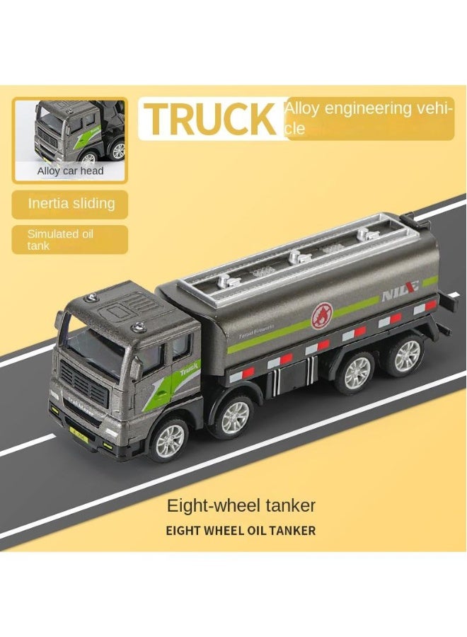 1 Pcs 8-Wheeled Oil Tank Truck Toys Mini Alloy Car Models Birthday Gift for Children Kids Boys 4-6 Years Old 