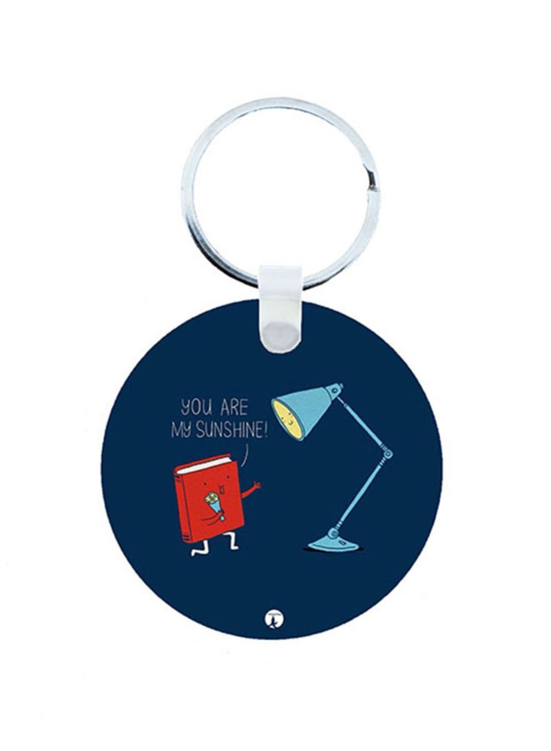 Lamp And A Book Wooden Keychain