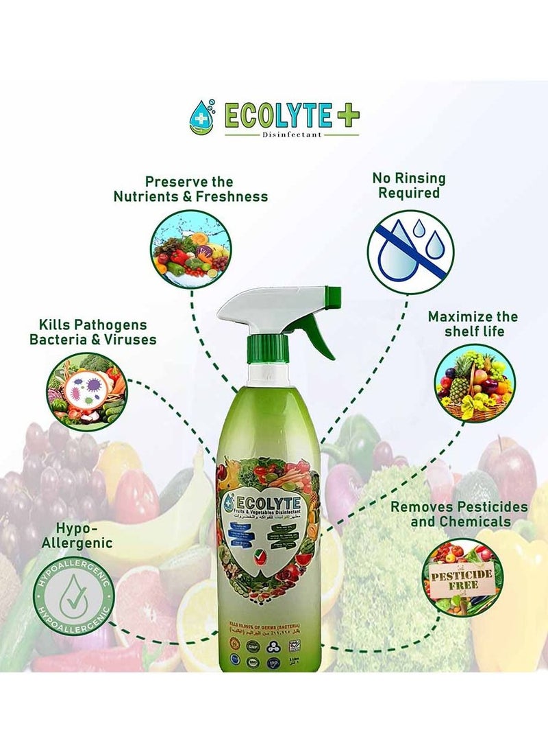 Ecolyte+ All in one Bundle (1 Ltr, 3pcs) Buy Two get one Free | Multi Surface Disinfectant | Fruit and vegetable Disinfectant | Meat and Seafood Disinfectant | Complete Natural Disinfectant Bundle