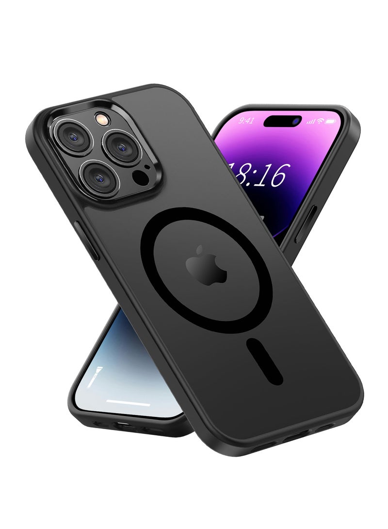 INFOSUN iPhone 14 Pro Max MagSafe Case Cover Slim thin Anti-Yellow Shockproof Protection Hard Scratch-Resistant Back Grade Clear Case for Apple iPhone 14 Pro Max - Black - Image 1