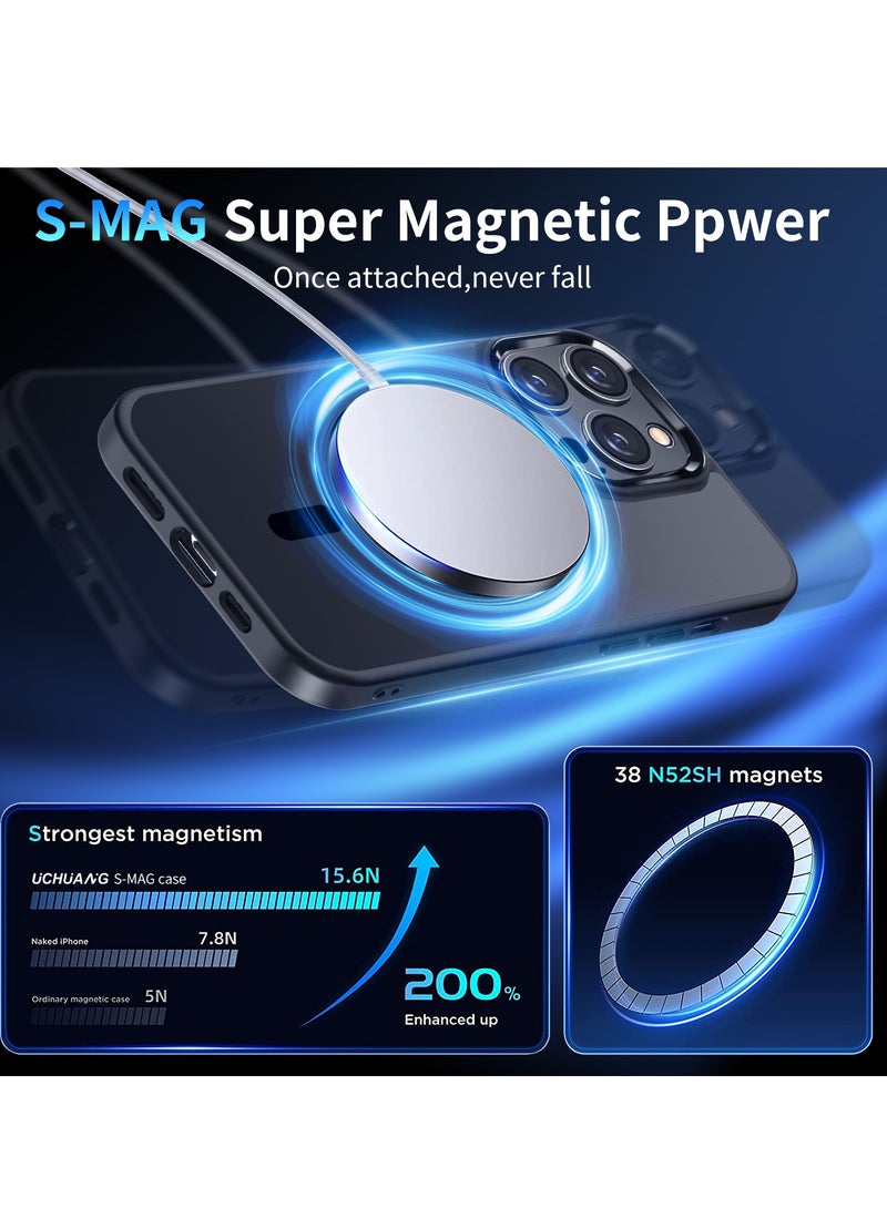 INFOSUN iPhone 14 Pro Max MagSafe Case Cover Slim thin Anti-Yellow Shockproof Protection Hard Scratch-Resistant Back Grade Clear Case for Apple iPhone 14 Pro Max - Black - Image 2