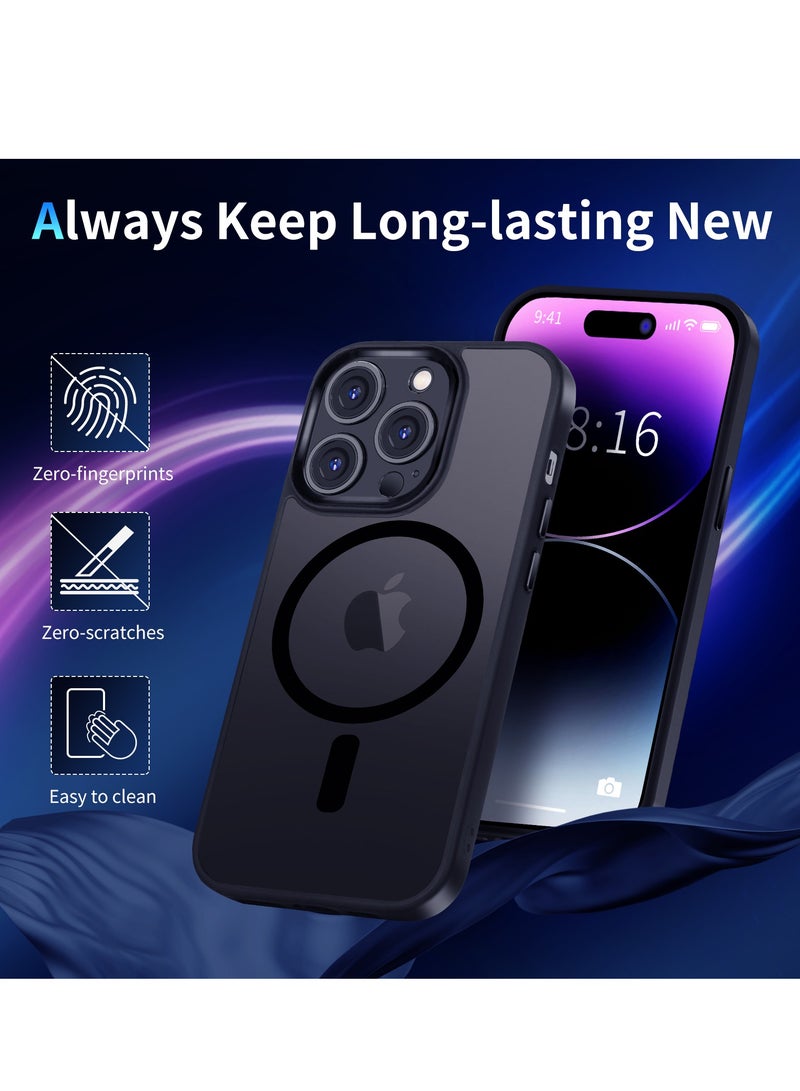 INFOSUN iPhone 14 Pro Max MagSafe Case Cover Slim thin Anti-Yellow Shockproof Protection Hard Scratch-Resistant Back Grade Clear Case for Apple iPhone 14 Pro Max - Black - Image 5