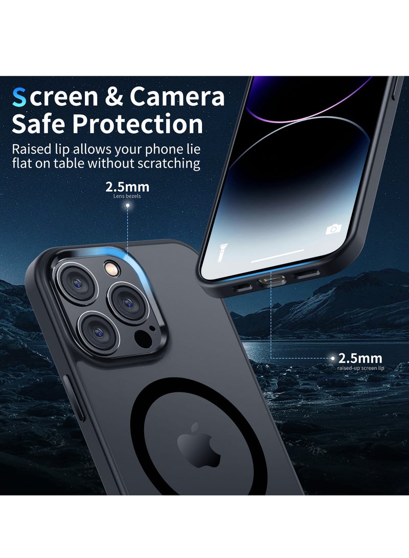 INFOSUN iPhone 14 Pro Max MagSafe Case Cover Slim thin Anti-Yellow Shockproof Protection Hard Scratch-Resistant Back Grade Clear Case for Apple iPhone 14 Pro Max - Black - Image 4