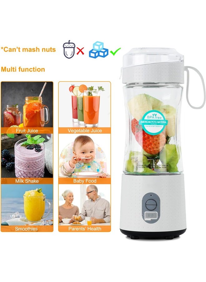 Zeemey - Portable Juicer Blender for Shakes and Smoothies,USB Rechargeable Personal Blender with 6pcs 3D Blades,Strong Blending Power,13.5Oz & Cleansing Brush for Travel,Office and Sports - White - Image 1