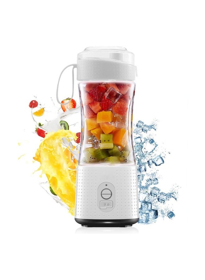 Zeemey - Portable Juicer Blender for Shakes and Smoothies,USB Rechargeable Personal Blender with 6pcs 3D Blades,Strong Blending Power,13.5Oz & Cleansing Brush for Travel,Office and Sports - White - Image 1