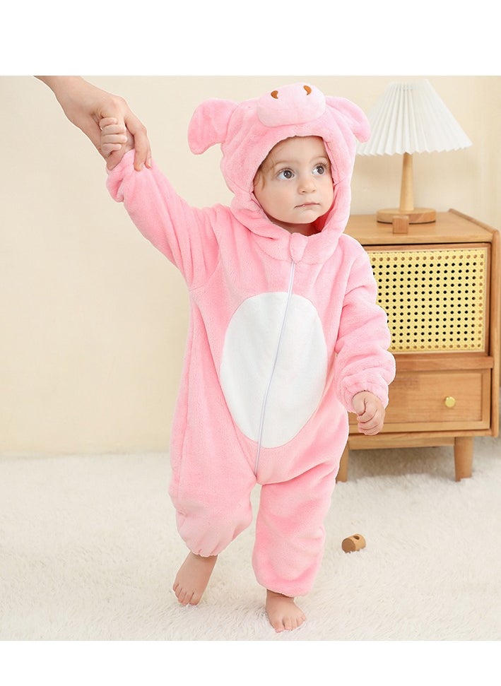 Loquat - Flannel Children's Climbing Clothes Baby Autumn Winter Long Sleeved Clothes Jumpsuit Newborn Cartoon Jumpsuit - Image 1