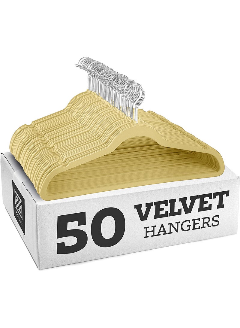 Y&D Beige Galvanized Hook Galvanized Hook 50-Piece Flocking Clothes Drying Magic Anti Wrinkle Multi Function Anti Slip Hanger  - Image 1