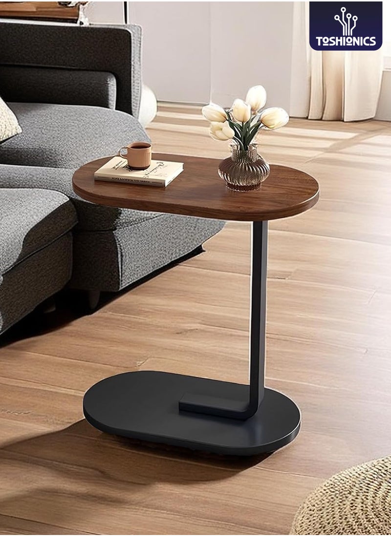 Toshionics Anti-Rust Waterproof Home Sofa Side Table End Narrow Coffee Table for Living Room Bedroom Balcony Office C Shaped Design for Small Space  - Image 1