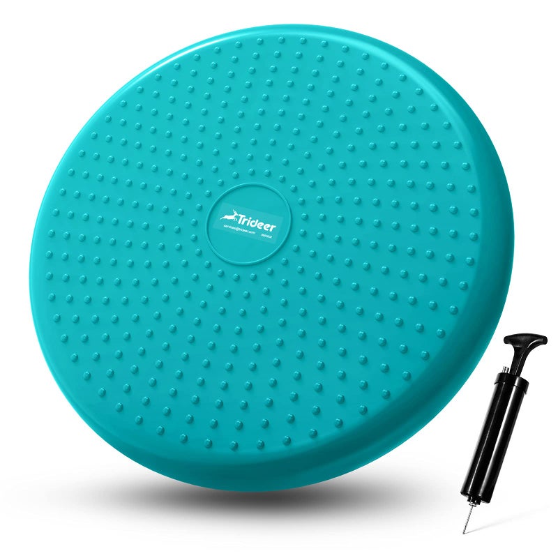 Trideer Trideer Inflated Wobble Cushion - Wiggle Seat for Sensory Kids(Multiple Colors), Balance Disc (Extra Thick), Flexible Seating for All Age (34CM Turquoise)  - Image 1